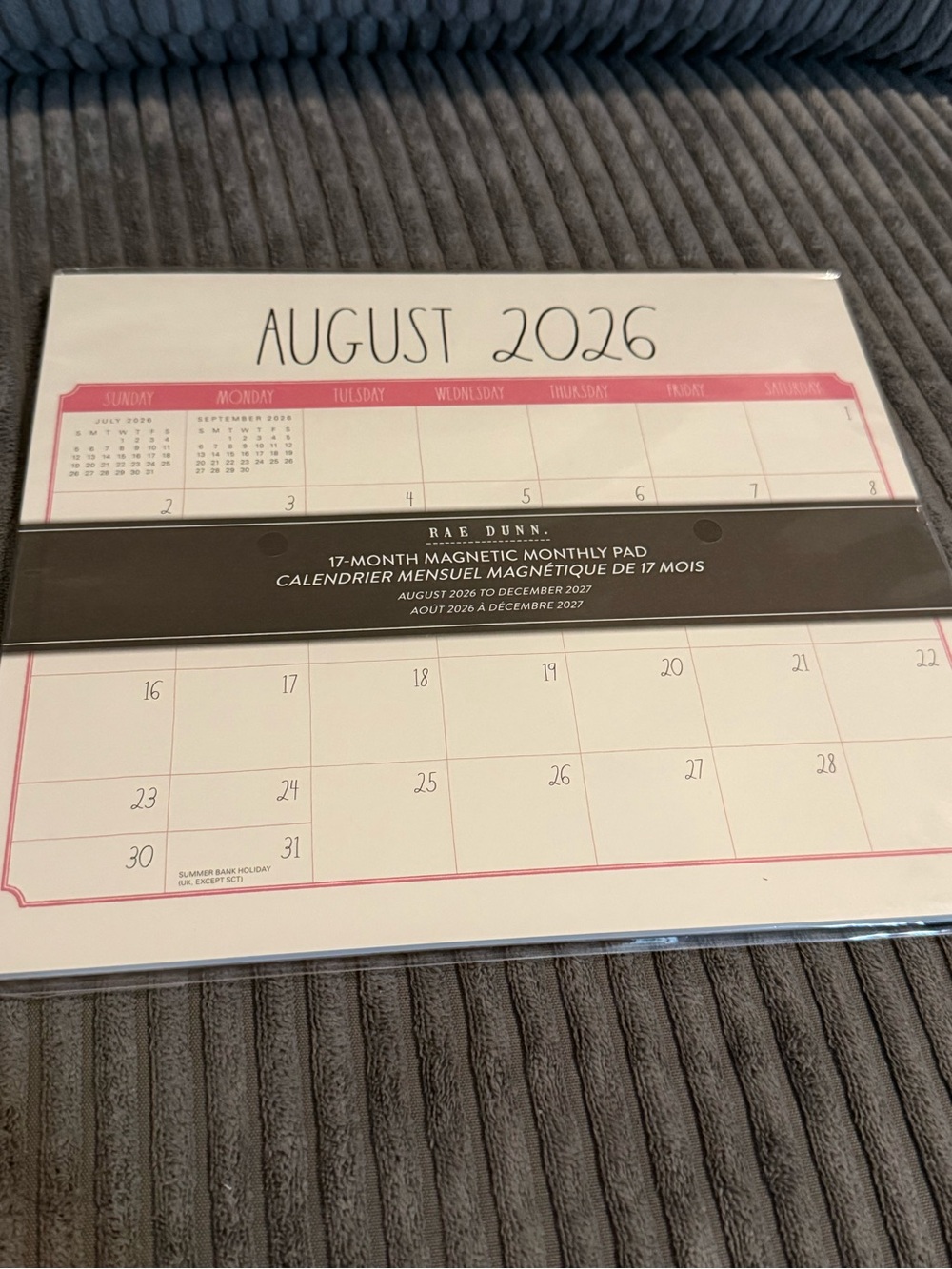 Rae Dunn August 2026 - December 2027 Magnetic Monthly Wall Pad - NWT